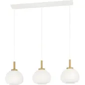 Eglo SUMMERHILL långbordshänglampa med vita pappersskärmar och FSC-godkända trädetaljer, 3L