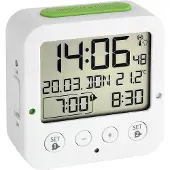 TFA-Dostmann 60.2528.02 DCF Väckarklocka Vit, Grön Larmtider 2