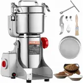 Vevor 750g elektrisk spannmålskvarn, höghastighets 2000W kommersiella kryddkvarnar, pulvermaskin i rostfritt stål, för torra spannmål, kryddor, spannmål, kaffe, majs, peppar, svängtyp
