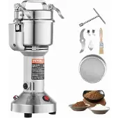 Vevor 750g elektrisk spannmålskvarn, höghastighets 2000W kommersiella kryddkvarnar, pulvermaskin i rostfritt stål, för torra spannmål, kryddor, spannmål, kaffe, majs, peppar, rak typ