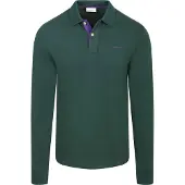 Gant Longsleeve Contrast Piqué Poloshirt Tartan Grön Mörkgrön Storlek