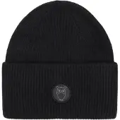 KnowledgeCotton Wool badge beanie Black Jet