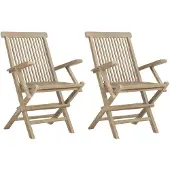 vidaXL Hopfällbara trädgårdsstolar 2 st grå 56x61x89 cm massiv teak