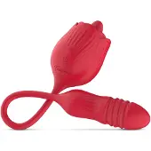 Teazers Rose - stötvibrator med tungformad klitorisstimulator (röd)