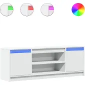 vidaXL Tv-bänk med LEDs vit 139,5x34x50 cm konstruerat trä