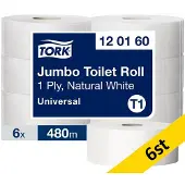 Tork Toalettpapper 1-lag | 480m | Uni T1 | natur | 6st
