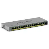 Netgear Easy Smart GS116EP - Switch - L3 - smart - 1 x 10/100/1000 + 15 x 10/100/1000 (PoE+) - skrivbordsmodell, väggmonterbar - PoE+ (180 W)