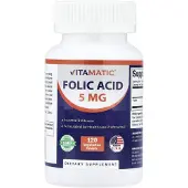 Vitamatic , Folsyra, 5 mg, 120 Vegetariska tabletter