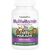 NaturesPlus - Source of Life, Tuggbar Multivitamin- och Mineraltillskott för Barn, Vindruva, 180 Djurformade Tabletter