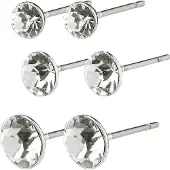 Pilgrim Millie 3-pack Earrings Crystal Silver-plated