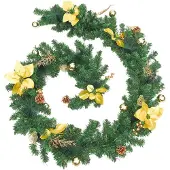 vidaXL Julgirlang med LED-lampor grön 2,7 m PVC
