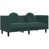 vidaXL Soffa med kuddar 2-sits mörkgrön sammet