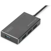 Digitus DA-70240-1 USB-hubb 4 Port USB-A USB 3.0 5 GBit/s Aluminiumhölje Svart DA-70240-1