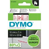 Dymo 45015 Märkband Polyester Bandfärg: Vit Skriftfärg: Röd 12 mm 7 m