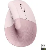Logitech Lift (högerhand) - Vertikal mus - ergonomisk - optisk - 6 knappar - trådlöst, kablage - Bluetooth, 2,4 GHz - trådlös mottagare (USB) - Rose