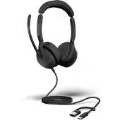 Jabra Evolve2 50 On-ear headset Sladd, Bluetooth Stereo Svart Brusreducering för mikrofon, Brusreducering Headset, Mikrofonljudavstängning, Volymkontroll
