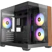 Antec CX600M Wood PC Gehäuse, Mini-Tower, Micro-ATX, Tempered Glass - schwarz, Holz