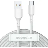 Baseus Simple Wisdom USB-A / USB-C-kabel - 1.5m, 2 St. - Vit