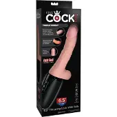 King Cock Plus 6,5 - dildo med pung och vibrator - naturfärg
