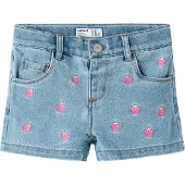 Name it Shorts - NmfRose - Light Blue Denim/Strawberry - - 3 år (98) - Shorts