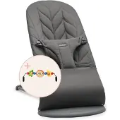 BabyBjörn Bliss Woven Bundle -sittdel + leksak, antracit/googly eyes