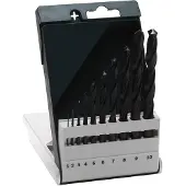 Bosch 2609255030 HSS Metall-spiralborrset 10 delar 1 mm, 2 mm, 3 mm, 4 mm, 5 mm, 6 mm, 7 mm, 8 mm, 9 mm, 10 mm valssmidd DIN 338 Cylinderskaft 1 set