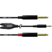 Cordial Audio Adapterkabel [1x Teleplugg 3.5 mm - 2x Teleplugg 6.35 mm] 6.00 m Svart