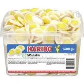 Haribo spegelägg 1,6 kg i plasthink