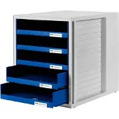 HAN Förvaringsbox SKÅP-SET, DIN A4 och större, 5 öppna utdragslådor, ljusgrå-blå