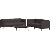 vidaXL Soffgrupp 2 delar mörkbrun tyg