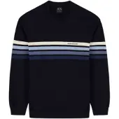 Armani Exchange för män. XM002424AF11960MB571 Randig marinblå stickad tröja (XL), Casual, Bomull, Marino