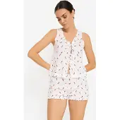 LASCANA Kort pyjamas smaragd / röd / vit