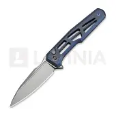 We Knife Dressytak Skeletonized, Blue Titanium, Stonewash