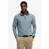 Superdry för män. M2014346A Klassisk essentiell jersey med dragkedja, blå (XL), Casual, Bomull, Lång ärm