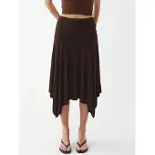 Busem Asymmetrisk Midikjol med Draperad Detalj