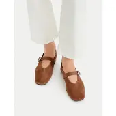 Tommy Hilfiger Tommy Jeans Suede Buckle Square Toe Ballerinas