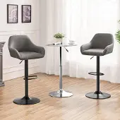 24hShop Barstolar med fotstöd och konstlädersits 2-pack - Grå / justerbara barstolar
