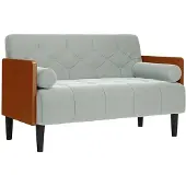vidaXL Loveseat soffa med bolsterdynor ljusgrå 110 cm sammet