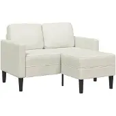 vidaXL 2-sitssoffa med schäslong L-formad gräddvit 125 cm sammet