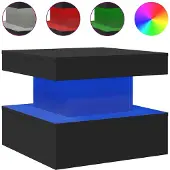 vidaXL Modernt Sidobord Med LED-belysning, Svart, 50X50X40 Cm