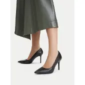 Ralph Lauren för kvinnor. 802P09032001 Lindella II pumps i svart läder (40), Hud, 8 till 10 cm, Ingen, Casual, Klassisk