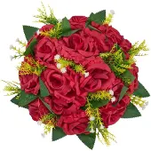 Vevor Blombollarrangemang Bukett 10 st, 240 mm Bröllop Röda Rosor Bordsdekorationer, Konstgjorda Blommor Kyssbollar Dekor Konstgjorda Blommarrangemang Blombukett för Hemmafest Borddekorationer