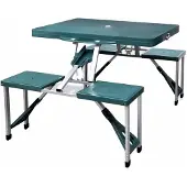 vidaXL Hopfällbart campingbord med 4 stolar i aluminium ljusgrönt