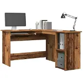 vidaXL Hörnskrivbord åldrat trä 120x140x75 cm konstruerat trä