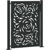 vidaXL Trädgårdsgrind svart 105x130 cm stål flammdesign