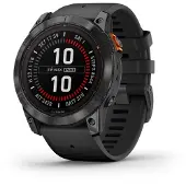 Garmin Fenix 7X Pro - Solar Edition - 51 mm - skiffergrå - Ja sportklocka med band - silikon - svart - handledsstorlek: 127-210 mm - display 1.4" -...