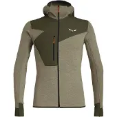 Salewa - Fleece - Puez 2 Dry M L/S Hood FZ Tee Dark Olive Melange för UnisexUll - Storlek S - Grön