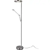 TRIO Lighting LED uplight golvlampa Barrie, dimbar, Aluminium / grå / zink, Vardagsrum / matsal, Metall, Modern, LED-golvlampa