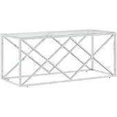 vidaXL Soffbord 110x45x45 cm rostfritt stål och glas