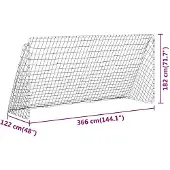 vidaXL Fotbollsmål Med Nät Vit 366X122X182 Cm Stål